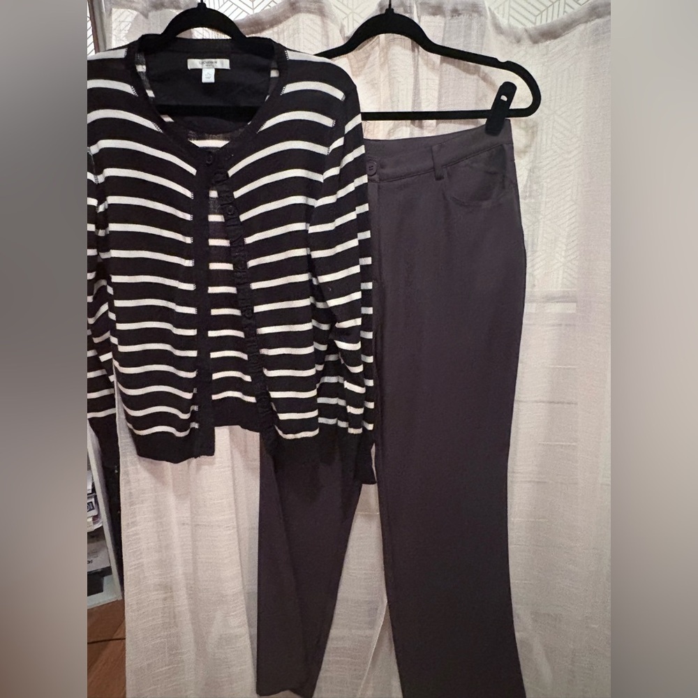 Women’s Wide Leg Career Pants – Dark Gray Dress Slacks